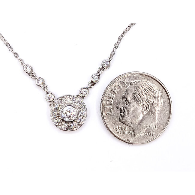 Necklace Station .33ctw Round Diamonds 14kw 2.5mm 16" 2.55g 126060050