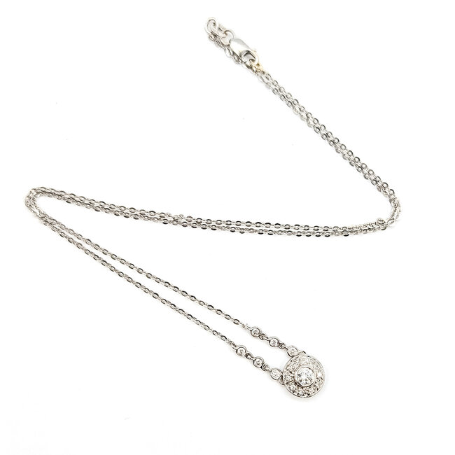 Necklace Station .33ctw Round Diamonds 14kw 2.5mm 16" 2.55g 126060050