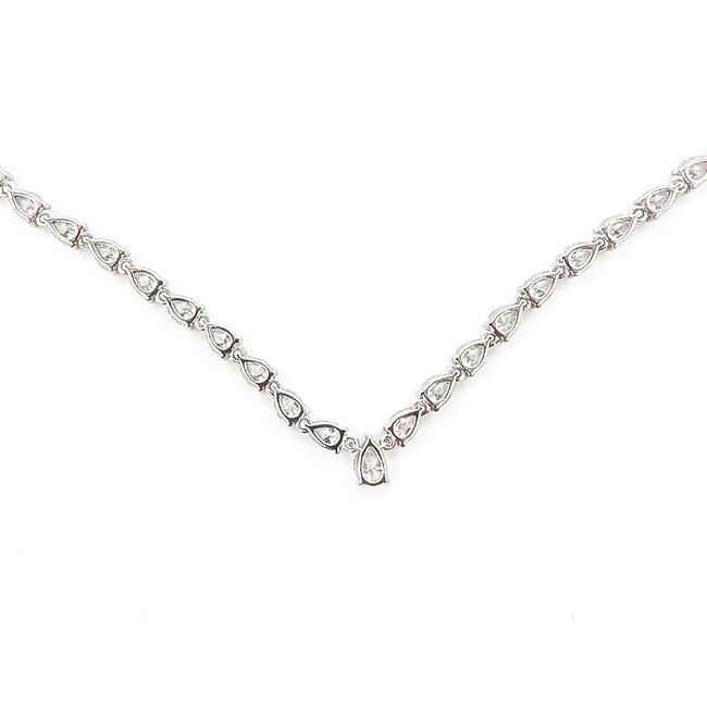 Necklace Tennis 12ctw Pear Lab Grown Diamonds 10kw 2.6mm 16" 12.71g 126070099
