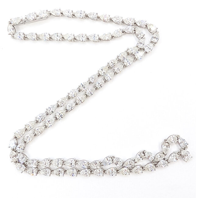 Necklace Tennis 12ctw Pear Lab Grown Diamonds 10kw 2.6mm 16" 12.71g 126070099