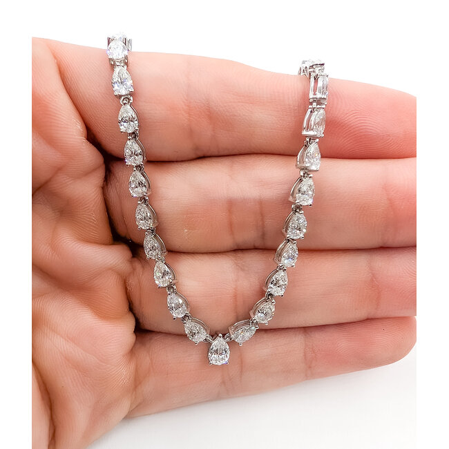 Necklace Tennis 12ctw Pear Lab Grown Diamonds 10kw 2.6mm 16" 12.71g 126070099