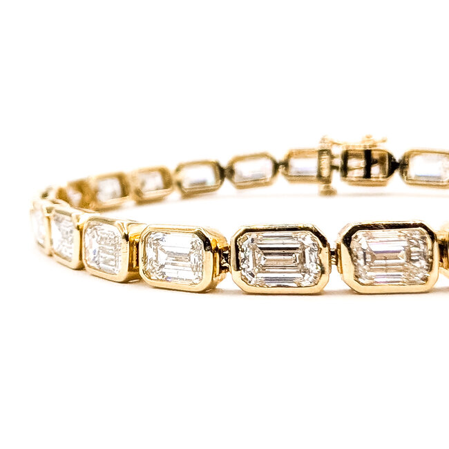 Bracelet Tennis 13ctw Emerald Lab Grown Diamonds 14ky 5.1mm 7" 14.03g 126070095