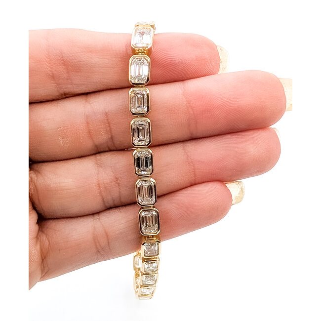 Bracelet Tennis 13ctw Emerald Lab Grown Diamonds 14ky 5.1mm 7" 14.03g 126070095