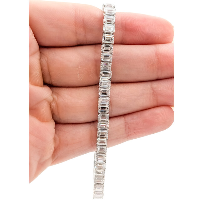 Bracelet Tennis 13.75ctw Emerald Lab Grown Diamonds 14kw 4.1mm 6.75" 14.06g 126070098