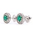 Earrings Screwback Stud Halo .16ctw Round Diamonds .55ctw Green Emerald 14kw 9mm 1.78g 126070106