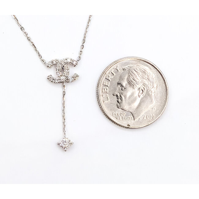 Necklace CC Inspired .12ctw Round Diamonds 14kw 16-17-18" 1.45g 126070108