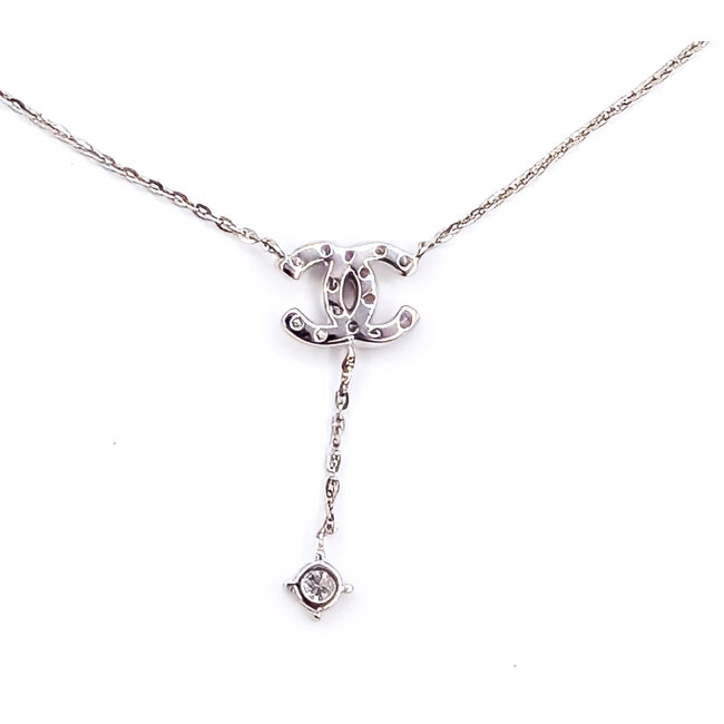 Necklace CC Inspired .12ctw Round Diamonds 14kw 16-17-18" 1.45g 126070108
