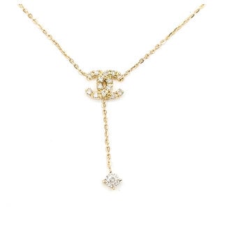Necklace CC Inspired .12ctw Round Diamonds 14ky 16-17-18" 1.45g 126070109