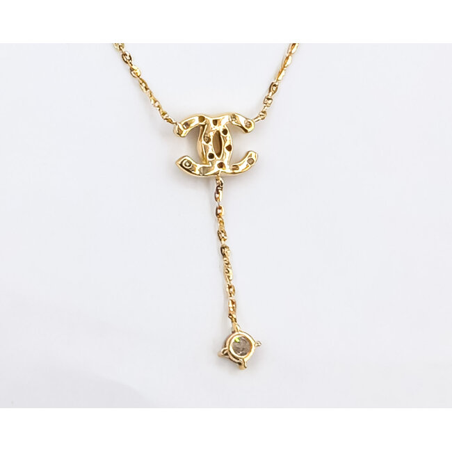 Necklace CC Inspired .12ctw Round Diamonds 14ky 16-17-18" 1.45g 126070109