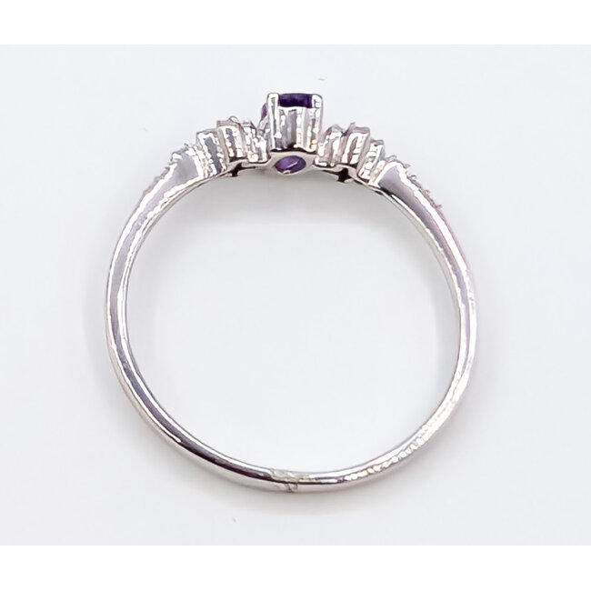 Ring Dainty .10ctw Round Diamonds .20ct Purple Amethyst 10kw 2mm Sz7 1.46g 126070110