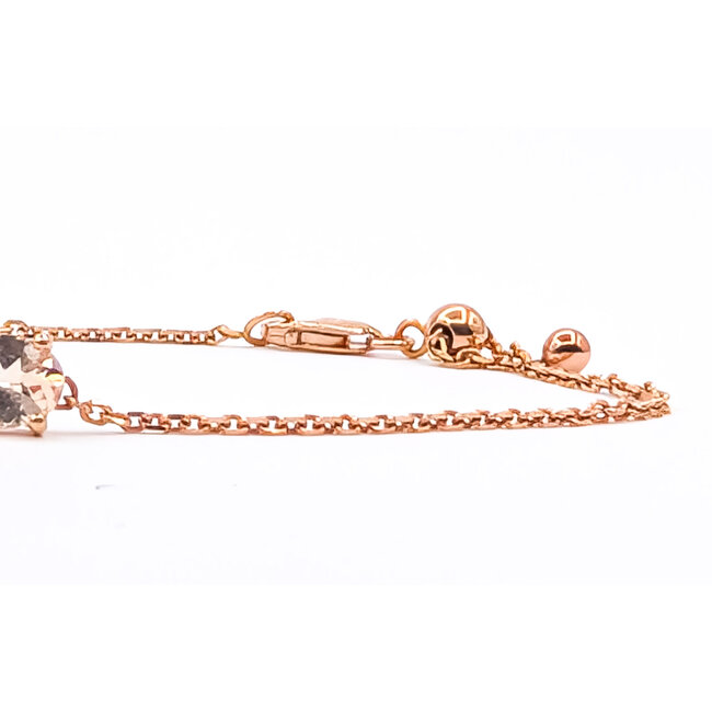 Bracelet Solitaire Adjustable Length .75ct Pink Morganite 10kr 5.25mm 7.25" 1.81g 126070111