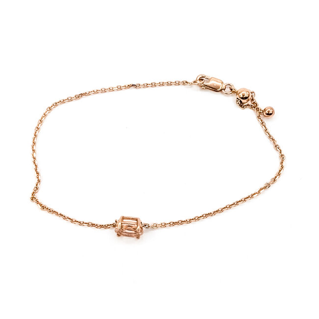 Bracelet Solitaire Adjustable Length .75ct Pink Morganite 10kr 5.25mm 7.25" 1.81g 126070111