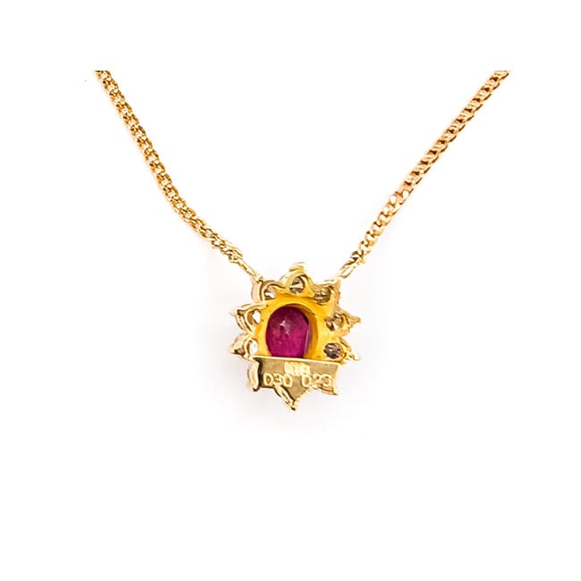 Necklace Halo .23ctw Round Diamonds .30ct Ruby 18ky 16" 2.31g 126070112