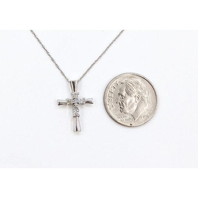 Pendant Cross .12ctw Round Diamonds 14kw 17" 1.50g 126070113