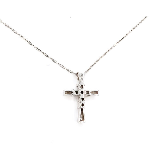 Pendant Cross .12ctw Round Diamonds 14kw 17" 1.50g 126070113