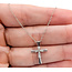 Pendant Cross .12ctw Round Diamonds 14kw 17" 1.50g 126070113