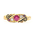 Ring Scroll 5-Stone .06ctw Mine Cut Diamonds .32ctw Ruby 18ky 6mm Sz10 3.49g 126070121