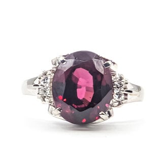 Ring Open Work .05ctw Round Diamonds 5.05ct Grape Garnet 900pt 11mm Sz9 6.15g 126070117