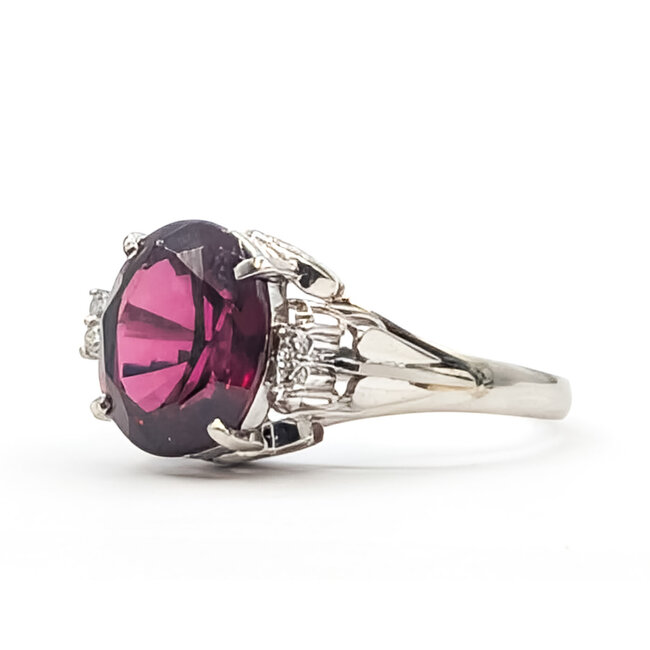 Ring Open Work .05ctw Round Diamonds 5.05ct Grape Garnet 900pt 11mm Sz9 6.15g 126070117