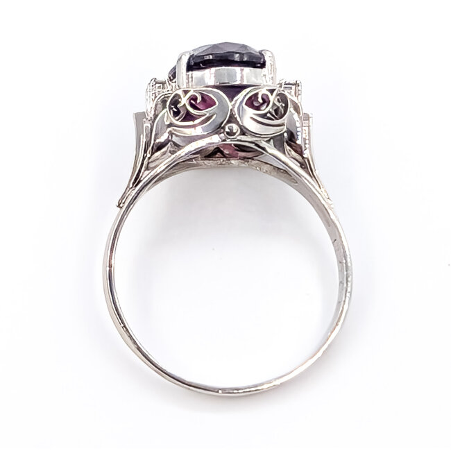 Ring Open Work .05ctw Round Diamonds 5.05ct Grape Garnet 900pt 11mm Sz9 6.15g 126070117