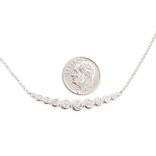 Necklace Bar .33ctw Round Diamonds 14kw 18" 4.02g 126070123