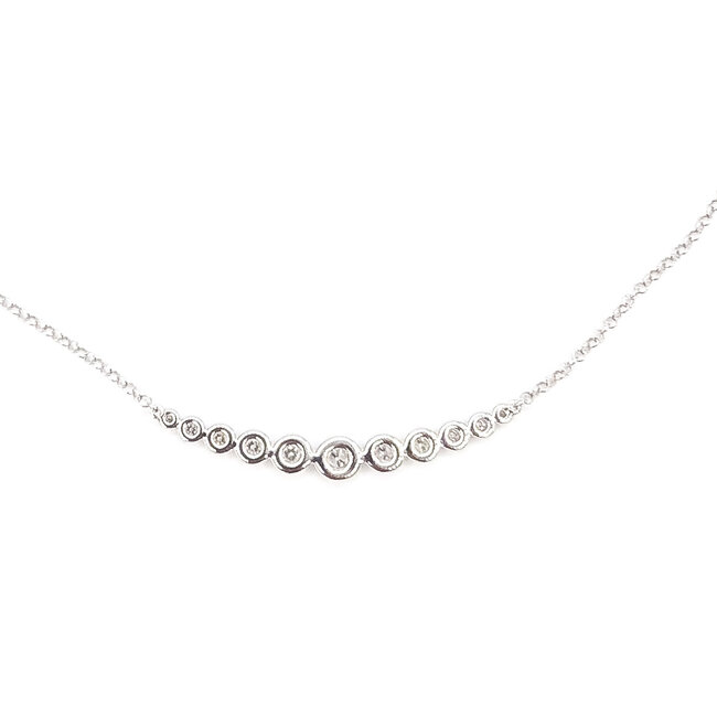 Necklace Bar .33ctw Round Diamonds 14kw 18" 4.02g 126070123