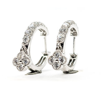 Earrings Quatrefoil Dangle Hoop 2ctw Round Lab Grown Diamonds 14kw .6" 8.08g 125090065
