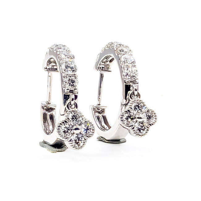 Earrings Quatrefoil Dangle Hoop 2ctw Round Lab Grown Diamonds 14kw .6" 8.08g 125090065