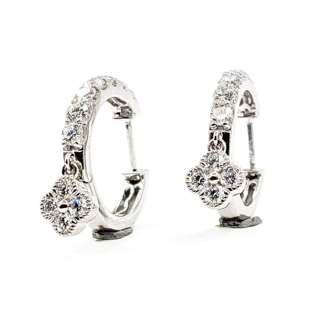 Earrings Quatrefoil Dangle Hoop 2ctw Round Lab Grown Diamonds 14kw .6" 8.08g 125090065