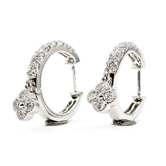 Earrings Quatrefoil Dangle Hoop 2ctw Round Lab Grown Diamonds 14kw .6" 8.08g 125090065
