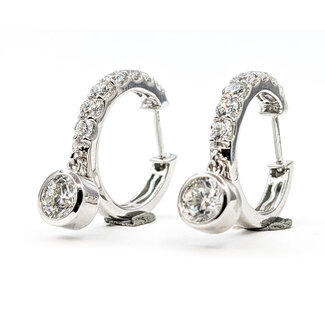 Earrings Hoop Bezel Drop 3.25ctw Round Lab Grown Diamonds 14kw .6" 8.18g 125090067