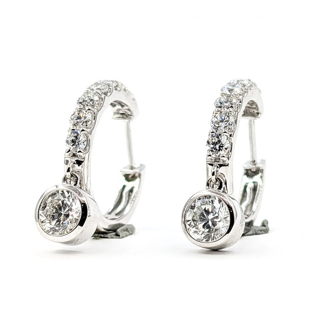 Earrings Hoop Bezel Drop 3.25ctw Round Lab Grown Diamonds 14kw .6" 8.18g 125090067