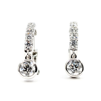 Earrings Hoop Bezel Drop 3.25ctw Round Lab Grown Diamonds 14kw .6" 8.18g 125090067