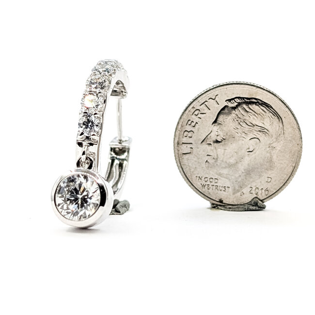 Earrings Hoop Bezel Drop 3.25ctw Round Lab Grown Diamonds 14kw .6" 8.18g 125090067