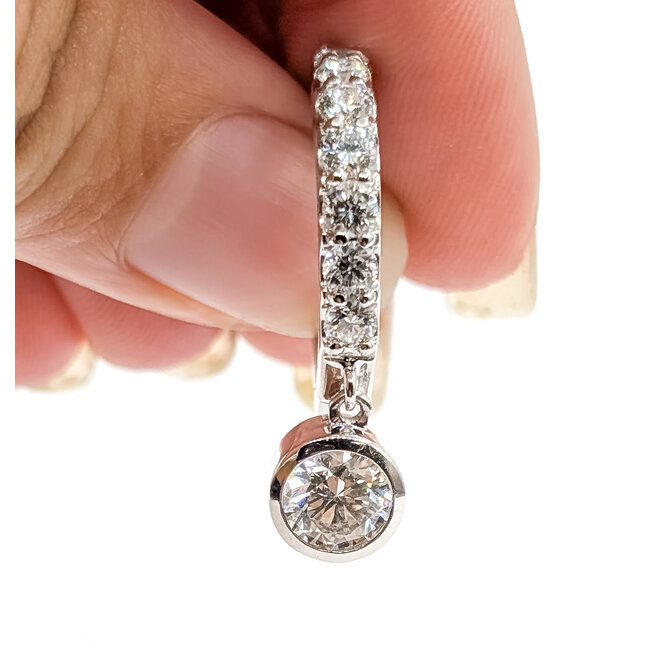 Earrings Hoop Bezel Drop 3.25ctw Round Lab Grown Diamonds 14kw .6" 8.18g 125090067