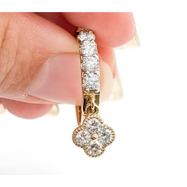Earrings Quatrefoil Dangle Hoop 2ctw Round Lab Grown Diamonds 14ky .6" 7.36g  125090064