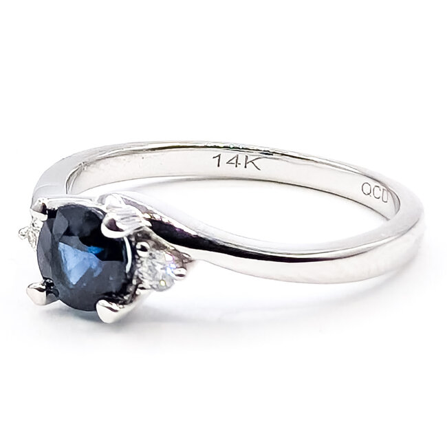 Ring 0.06ctw Diamonds 0.7ctw Sapphire 14kw Sz7 125110128