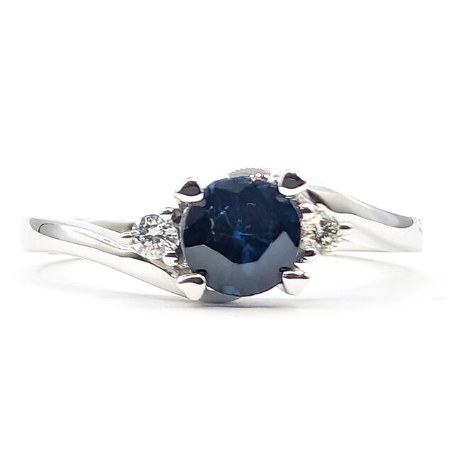 Ring 0.06ctw Diamonds 0.7ctw Sapphire 14kw Sz7 125110128