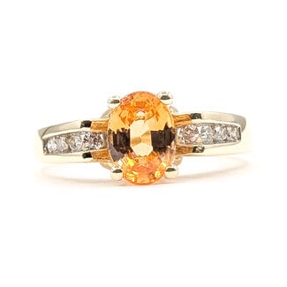 Ring Cathedral  .10ctw Round Diamonds 1.00ct Spessartine  Garnet    14ky 3mm Sz7 2.92g 226020002