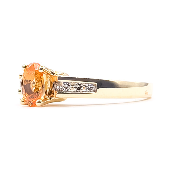 Ring Cathedral  .10ctw Round Diamonds 1.00ct Spessartine  Garnet    14ky 3mm Sz7 2.92g 226020002