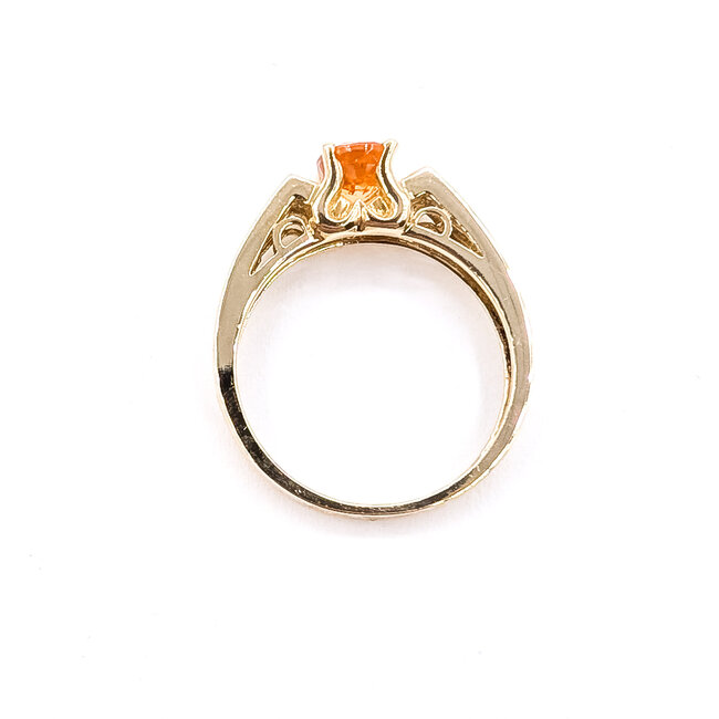 Ring Cathedral  .10ctw Round Diamonds 1.00ct Spessartine  Garnet    14ky 3mm Sz7 2.92g 226020002