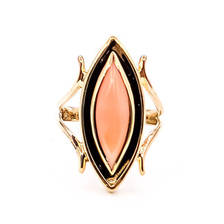 Ring Navette Enamel 18x5.75mm Angel Skin Coral 14ky 25x10mm Sz5.5 5.72g 126060037