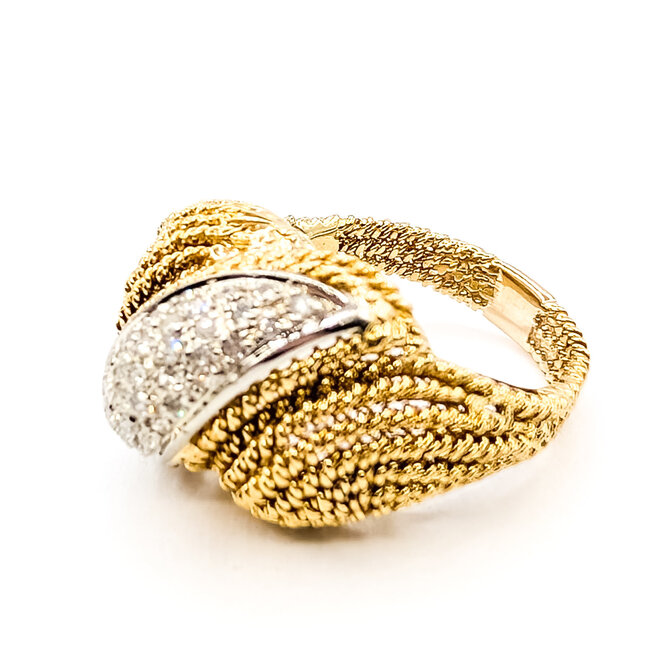 Ring Wave Cable .33ctw Round Diamonds 18ky 15mm Sz7.5 10.75g 126060040