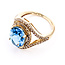 Ring Halo .25ctw Round Diamonds 3ct Swiss Blue Topaz 14ky 16mm Sz5 3.84g 126060048