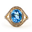 Ring Halo .25ctw Round Diamonds 3ct Swiss Blue Topaz 14ky 16mm Sz5 3.84g 126060048