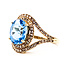 Ring Halo .25ctw Round Diamonds 3ct Swiss Blue Topaz 14ky 16mm Sz5 3.84g 126060048