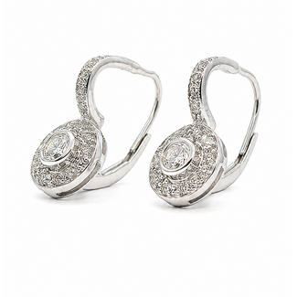 Earrings Lever Back Milgrain .55ctw Round Diamonds 14kw .6x.4" 2.85g 126060049