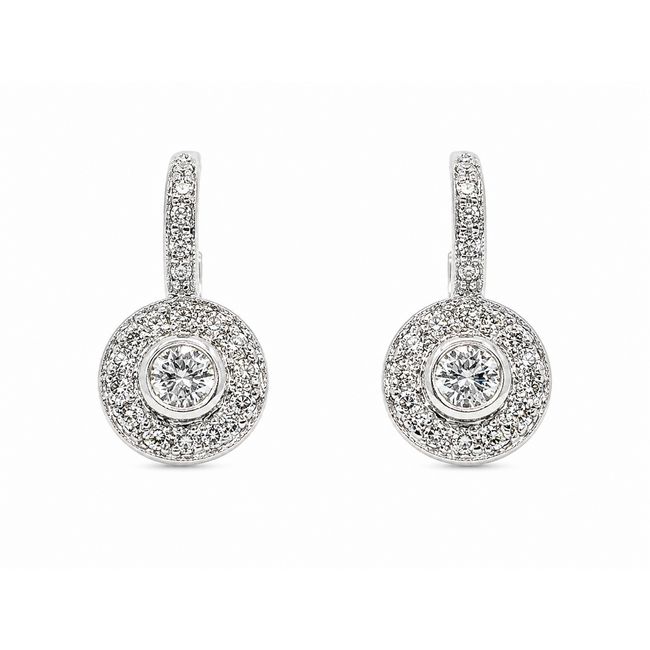 Earrings Lever Back Milgrain .55ctw Round Diamonds 14kw .6x.4" 2.85g 126060049