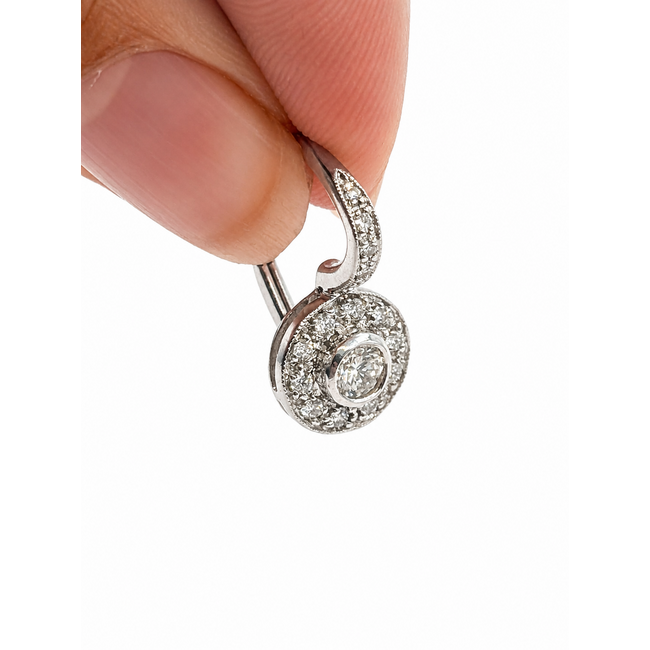 Earrings Lever Back Milgrain .55ctw Round Diamonds 14kw .6x.4" 2.85g 126060049
