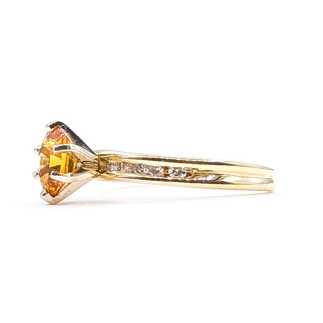Ring 6-Prong .15ctw Round Diamonds .90ct Golden Citrine 14ky 3.2mm Sz7.5 2.72g 126070120